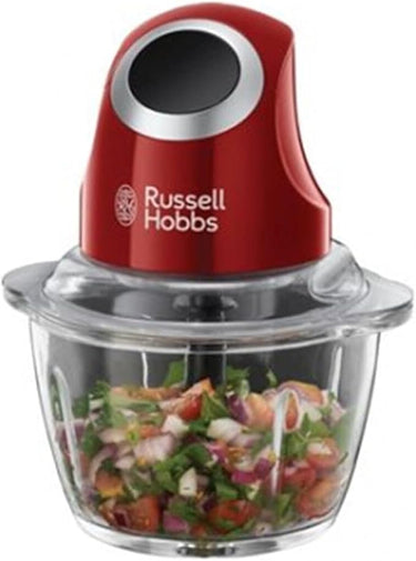Russell Hobbs 24660-56/RH Desire-Picadora Apta para Todos los Tipos de Alimentos, 200 W, Cuchilla de Acero Inoxidable, 0.5 litros, Plástico Vidrio, Rojo, Ref. 24660-56